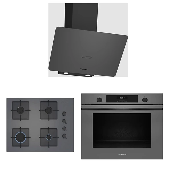 PROFİLO TREND ANKASTRE SET GRİ ( FXSA243F + OE37P9P10D + DVK6J479 ) ürün görseli 1