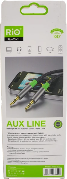 AUX Ses Kablosu Rio Tech 150 cm Tangle Proof Özellikli ürün görseli 1