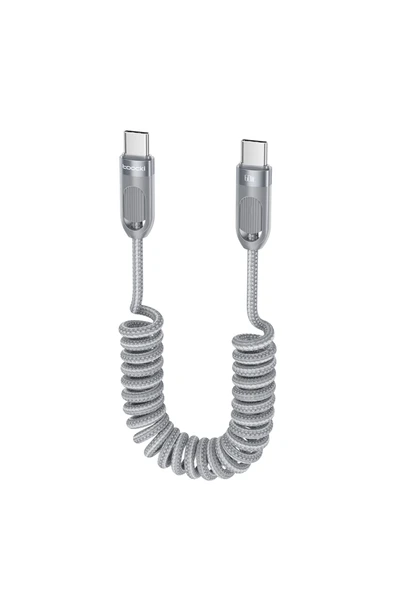 Toocki 60W Type-C To Type-C Hızlı Şarj ve Veri Kablosu - 1.5m Spiralli Uzayabilen Dayanıklı Örgü Tasarım ürün görseli 1