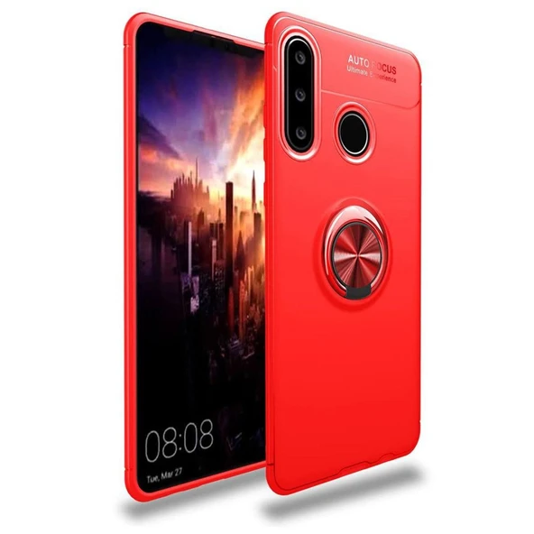 Huawei Y6p Kılıf Range Yüzüklü Silikon - Kırmızı ürün görseli 1