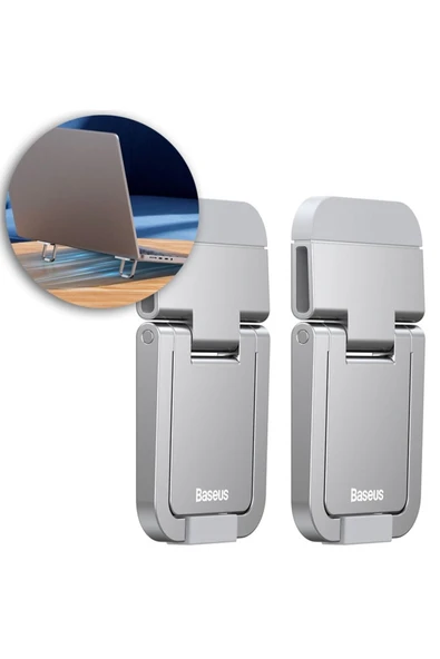 Baseus Katlanabilir Portatif Macbook Dizüstü Bilgisayar Laptop Stand Ayağı Gümüş ürün görseli 1