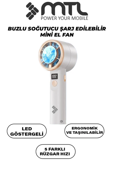 Peltier Buz Soğutmalı El Vantilatörü | 199 Kademe, 3600mAh, 9300 RPM, USB-C, Askılı MT8420 ürün görseli 1