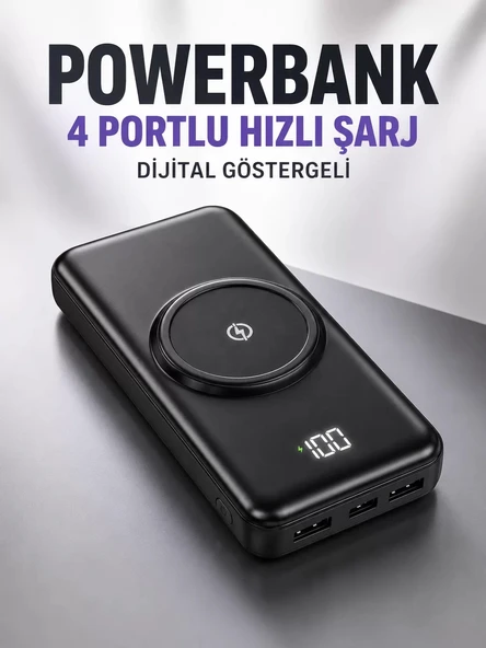 Nevamel® 10.000 Mah Powerbank 4 Portlu Hızlı Şarj Dijital Göstergeli ürün görseli 1