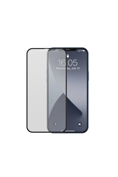 Baseus Iphone 12 Pro Max 6.7 Tam Kaplar Buzlu Siyah Çerçeveli Mat Ekran Koruyucu Cam 0,25 Mm (2 Adet) ürün görseli 1