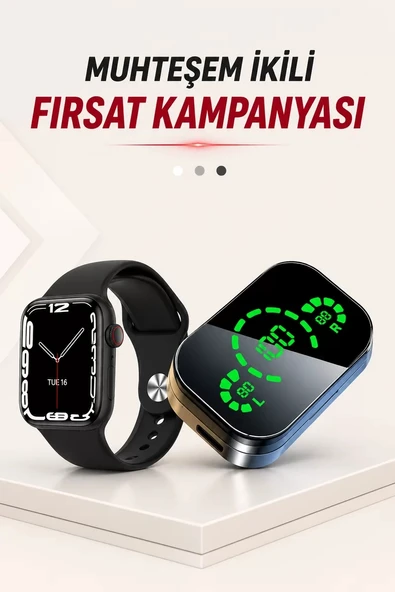 Nevamel® Dokunmatik Akıllı Saat Yeni Nesil Kulaklık Kampanyası ANC Özelliği Yüksek Ses Kaliteli ürün görseli 1
