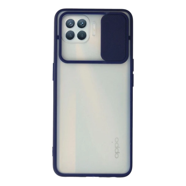 Oppo Reno 4 Lite Kılıf Palm Buzlu Kamera Sürgülü Silikon - Lacivert ürün görseli 1