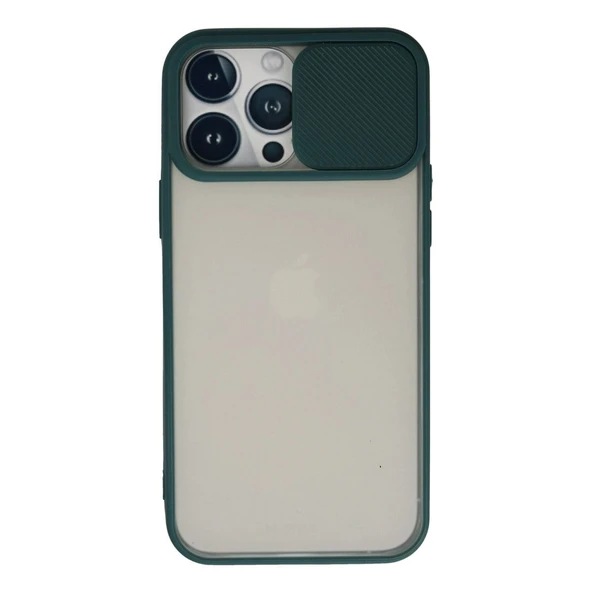 Apple İphone 13 Pro Max Kılıf Palm Buzlu Kamera Sürgülü Silikon - Yeşil ürün görseli 1