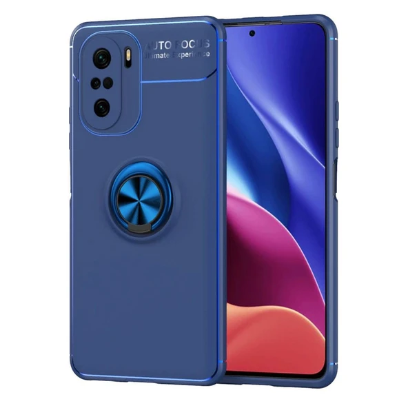 Xiaomi Poco F3 Kılıf Range Yüzüklü Silikon - Mavi ürün görseli 1