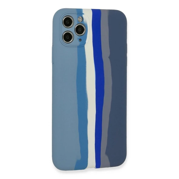 Apple İphone 11 Pro Kılıf Ebruli Lansman Silikon - Mavi-gri - Resim 3