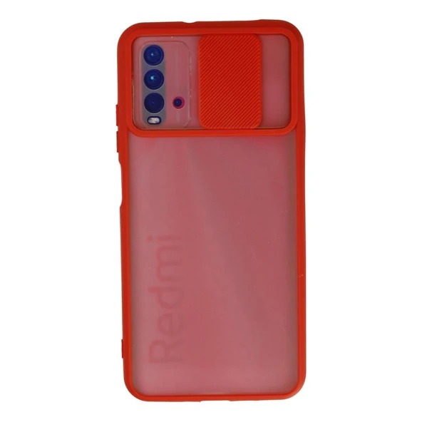 Xiaomi Redmi 9t Kılıf Palm Buzlu Kamera Sürgülü Silikon - Kırmızı ürün görseli 1