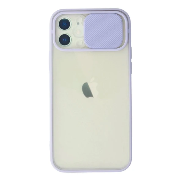Apple İphone 12 Kılıf Palm Buzlu Kamera Sürgülü Silikon - Lila ürün görseli 1