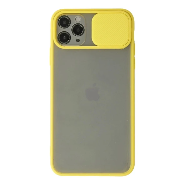 Apple İphone 11 Pro Max Kılıf Palm Buzlu Kamera Sürgülü Silikon - Sarı ürün görseli 1