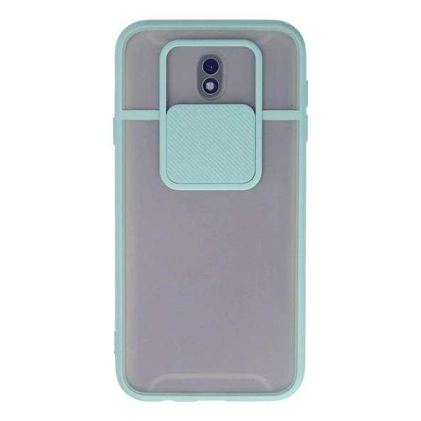 Samsung Galaxy J7 Pro / J730 Kılıf Palm Buzlu Kamera Sürgülü Silikon - Turkuaz ürün görseli 1