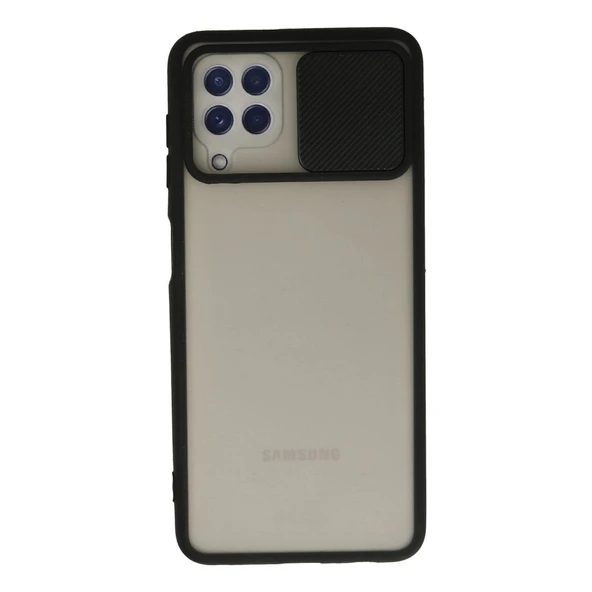 Samsung Galaxy A22 Kılıf Palm Buzlu Kamera Sürgülü Silikon - Siyah ürün görseli 1