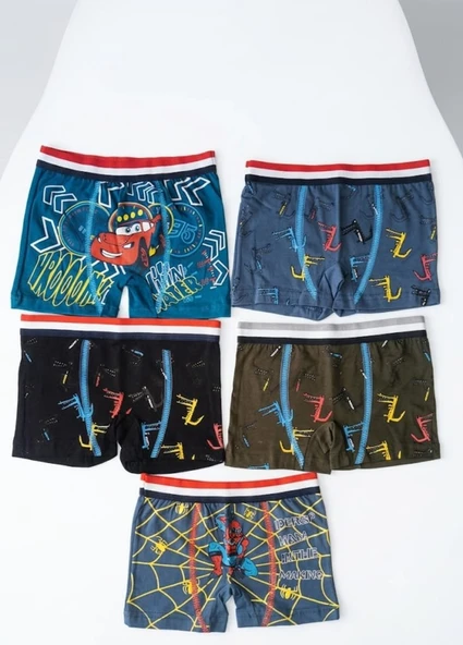 Erkek Çocuk Renkli Pamuklu Boxer 5 ' Li Paket ürün görseli 1