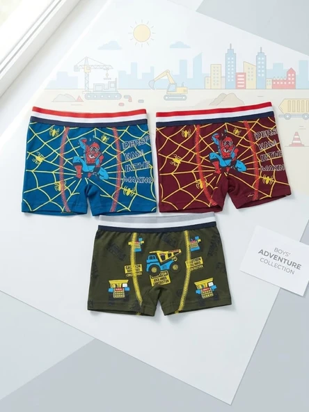 Erkek Çocuk Renkli Pamuklu Boxer 3 ' Lü Paket ürün görseli 1