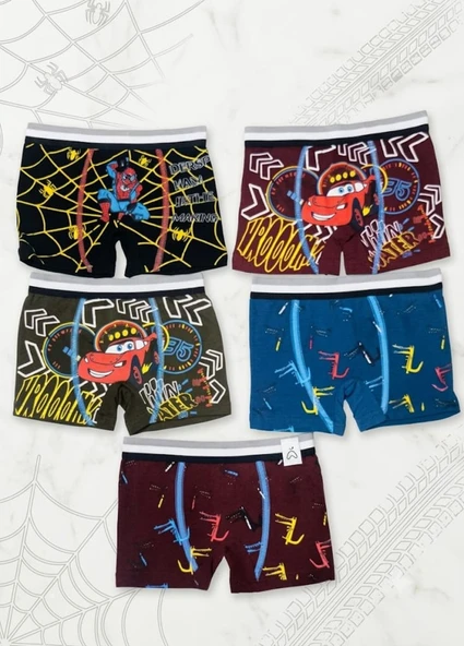 Erkek Çocuk Renkli Pamuklu Boxer 5 ' Li Paket ürün görseli 1
