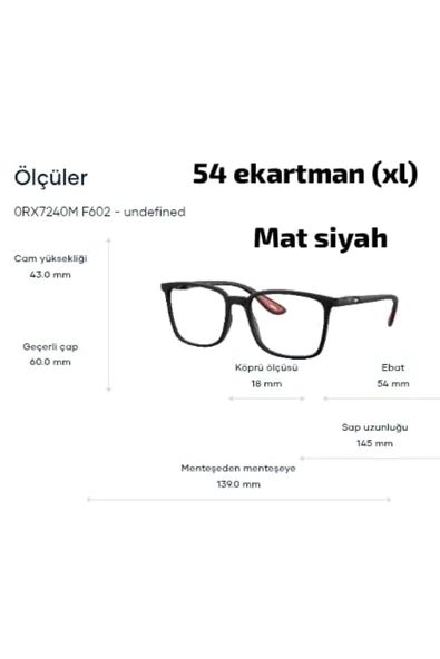 Ray-Ban Rb7240m F602 54ekt (XLARGE BEDEN) Ferrari Seri Güneş Uv420 + Mavi Işık Korumalı Gözlük Mat Siyah ürün görseli 1