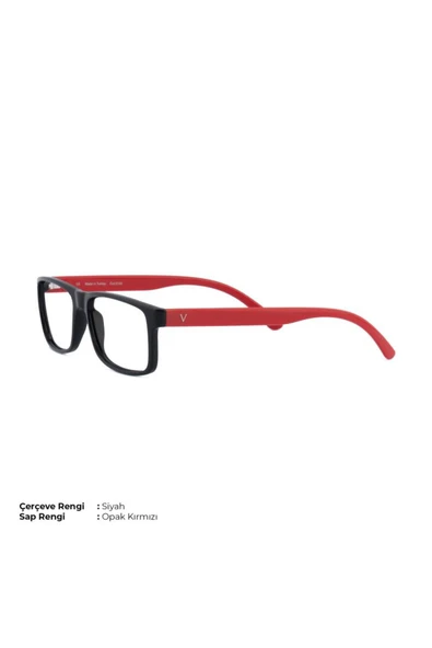 Vinaldi Vi 2007 C.0104 54ekt (Medium Beden) Unisex Mavi Işık Korumalı Ekran Gözlüğü(Siyah/Kırmızı Sap) ürün görseli 1