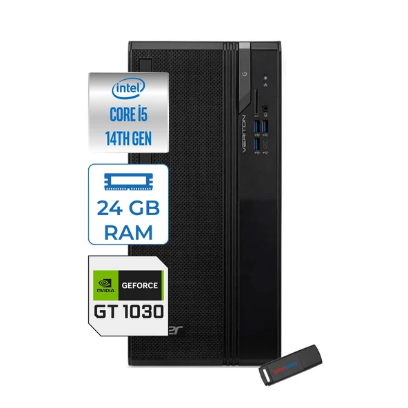 Acer Veriton S2720G Intel Core I5 14400 24GB Ddr5 2tb SSD Windows 11 Home 27 Inç Monitör Nvidia GT1030 4gb Masaüstü Bilgisayar 271030DTR1PEM003WH09 + Zetta Flash Bellek ürün görseli 1