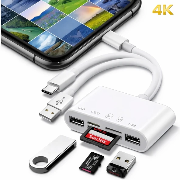 SChitec 3in1 Type-C / Lightning / UsbA to Kart Okuyucu & Usba Dönüştürücü Adaptör ürün görseli 1