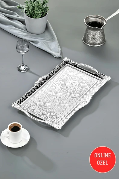 Cooker Sedef Metal Dikdörtgen Sunum Tepsisi 42 Cm CKR4746 ürün görseli 1