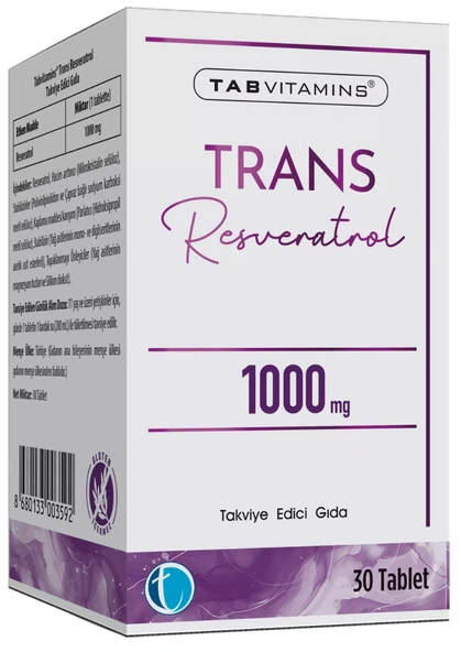 Tab İlaç TabVitamins Trans Resveratrol 1000 mg 30 Tablet ürün görseli 1