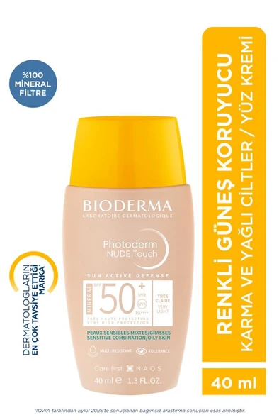 Bioderma Photoderm Nude Touch Mineral Spf50+ Very Light 40 Ml ürün görseli 1
