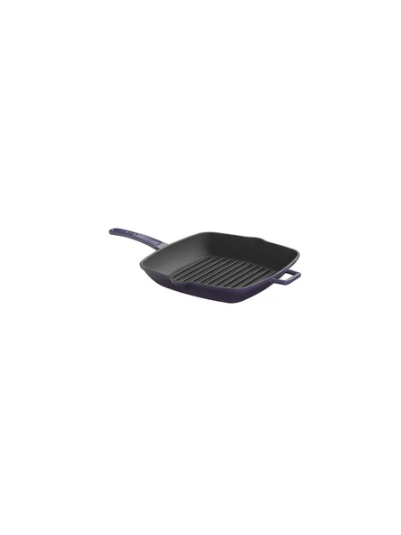 Lava Döküm Kare Izgara Tava Döküm Demir Metal Saplı 26x26 Mor ürün görseli 1