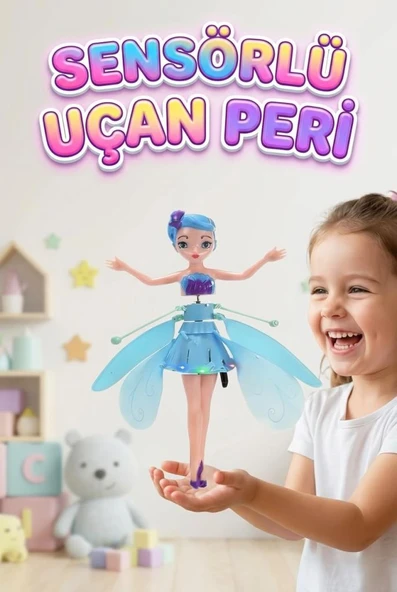 Uçan Peri Bebek Hareket Sensörlü Şarjlı Dazzle Colour Işıklandırmalı Uçan Mavi Oyuncak Bebek ürün görseli 1
