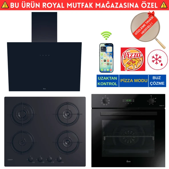Hoover Palento Telefon Bağlantılı Siyah Cam  Ankastre Set (HO3158B+ Cand-y  CVW6BB + HDG6C1GBTK) ürün görseli 1
