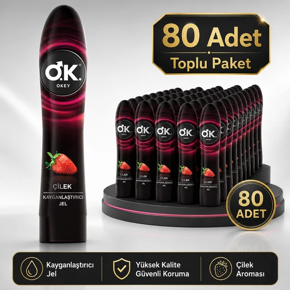 80 PAKET Okey Çilek Aromalı Jel 100 ml + KAHVE MAKİNESİ HEDİYE ürün görseli 1