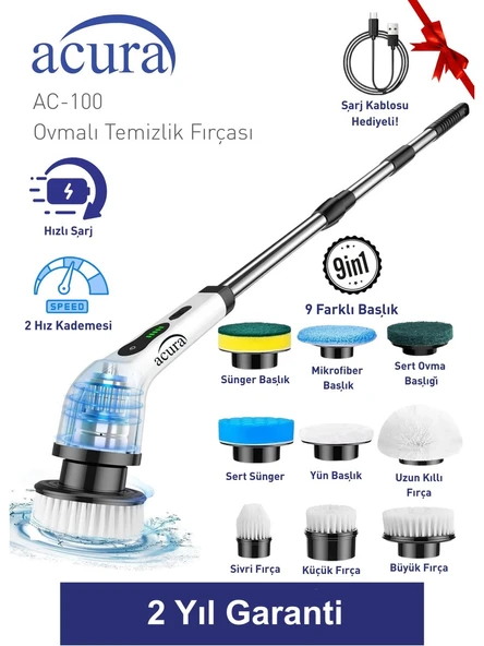 Acura AC-100 9 Başlıklı Temizlik Fırçası ABS Malzeme ile Çok Amaçlı Kullanım için Ergonomik Tasarım ürün görseli 1
