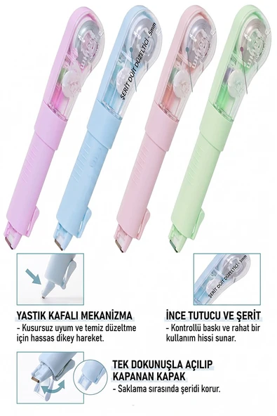 Şerit Daksil Beyaz 5mmx5 Metre 4 Adet P-4468 Fixpoint Şerit Düzeltici Şerit Silici Yazı Silici Büro Ofis Okul ürün görseli 1