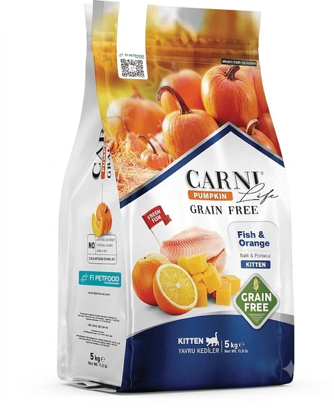 Carni Life Tahılsız Pumpkin Kitten Balık Etli & Portakallı Yavru Kedi Maması 5 Kg ürün görseli 1