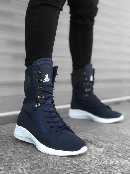 BA0600 Bağcıklı Lacivert Yüksek Taban Boksör Unisex Spor Postal Bot ürün görseli 1