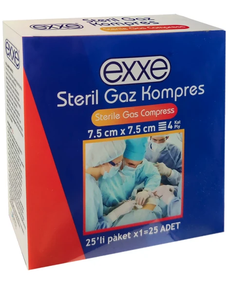 Exxe Steril Gaz Kompres 7,5cm x 7,5cm 25li ürün görseli 1