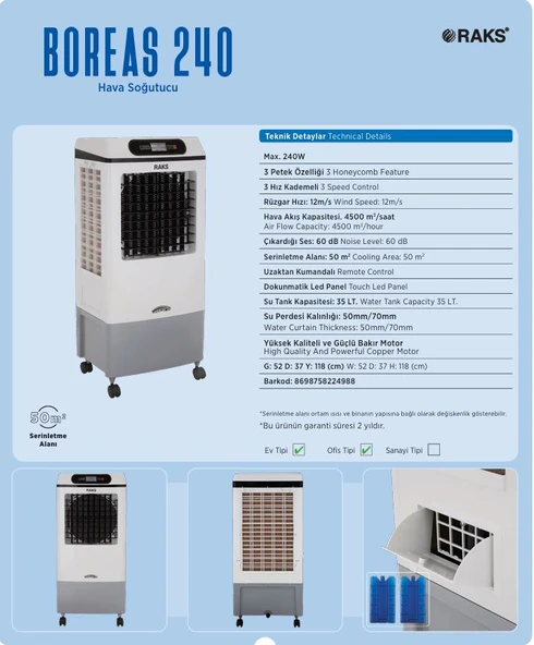 RAKS SOĞUTUCU BOREUS 240 ürün görseli 1