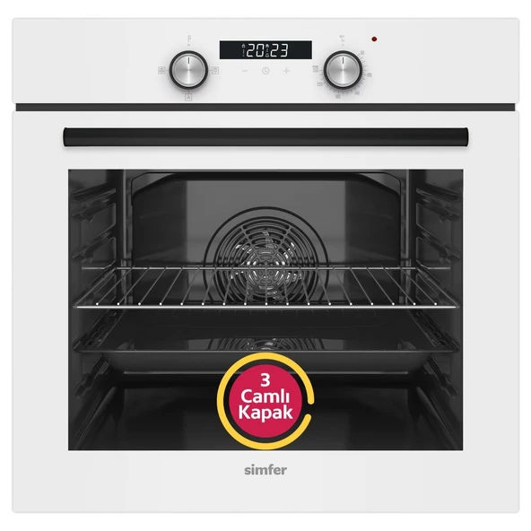 Simfer 8204 0+3 Fonksiyon Dijital Power Turbo Beyaz, Cam Ankastre Fırın ürün görseli 1