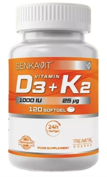 Senkavit Vitamin D3 ve K2 İçeren Yumuşak Kapsül 120 li ürün görseli 1