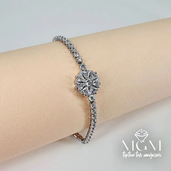 Zirkon Taşlı Pirinç Zirkon Bileklikler 17+2,5 Cm - Kbl0037 ürün görseli 1