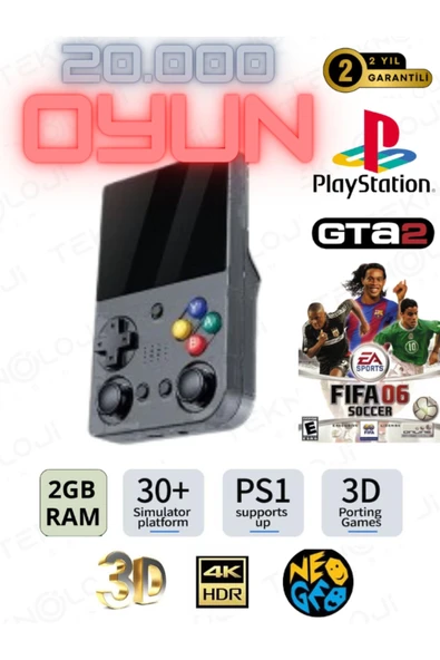 El Atarisi 3.5 UltraHd Ekran Gamepad Retro Atari PSP/PS1/NeoGeo Fıfa Gta 20.000 Games Oyun Konsolu ürün görseli 1