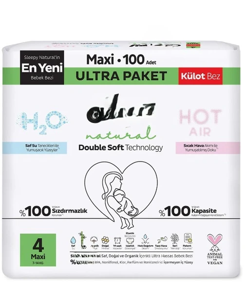 Natural Double Soft Külot Bez Ultra Paket 4 Beden 100 Adet ürün görseli 1