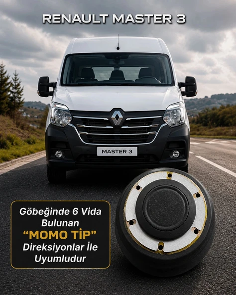 Renault Master-3 Uyumlu Spor Direksiyon Göbeği Momo Tip ürün görseli 1