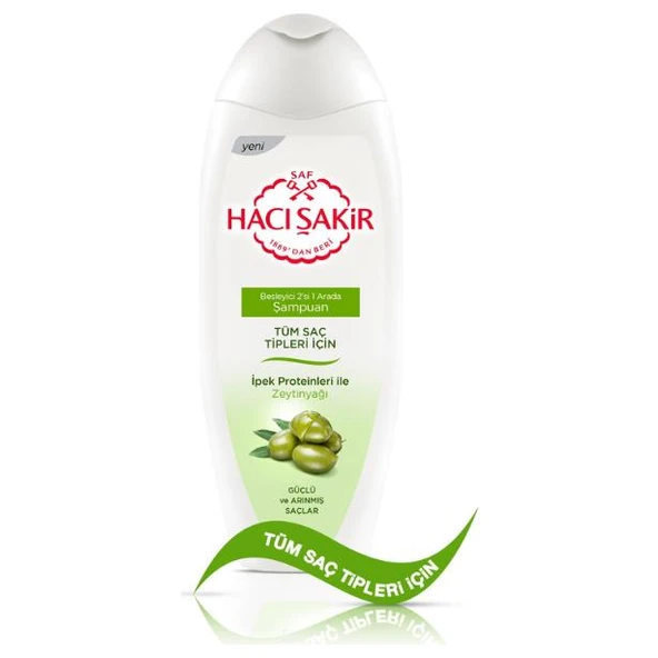Hacı Şakir Şampuan 2in1 Zeytinyağı Tüm Saç Tipleri 500 ml ürün görseli 1