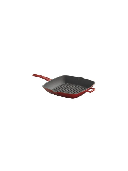 Lava Döküm Kare Izgara Tava Döküm Demir Metal Saplı 26x26 Kırmızı ürün görseli 1