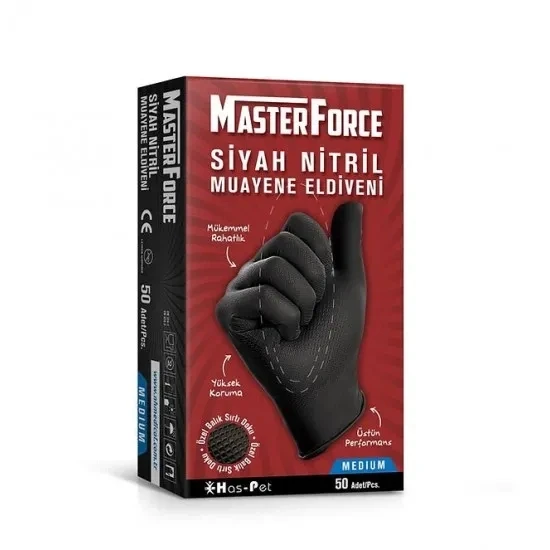 Masterforce Siyah Nitril Eldiven Medıum 50Li Paket ürün görseli 1