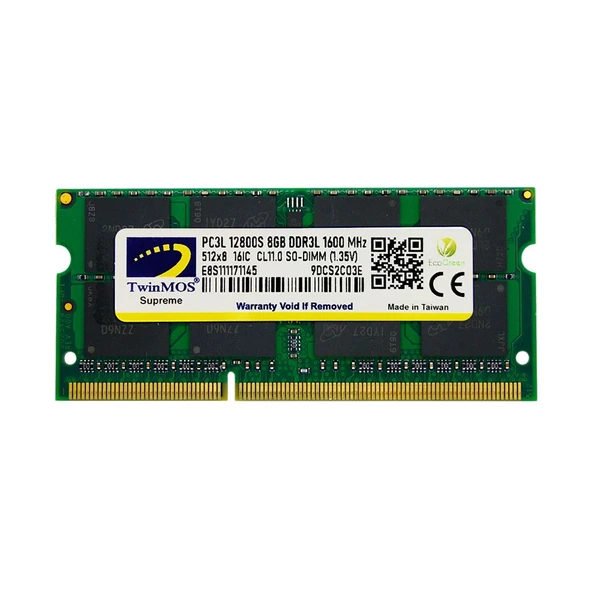 Twinmos Mdd3L8Gb1600N, 8Gb, Ddr3, 1600Mhz, 1.35V Notebook Ram ürün görseli 1