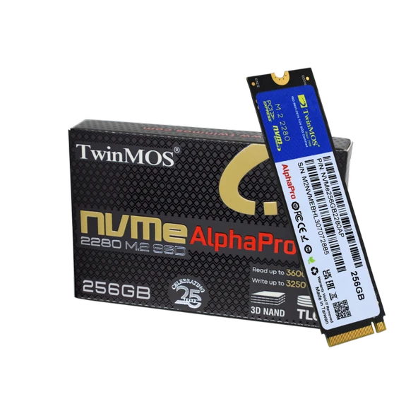 Twinmos Nvme256Gb2280Ap, Alphapro, 256Gb, 3600-3250Mb/S, Gen3, Nvme Pcie M.2 2280, Ssd, Tlc, 3Dnand ürün görseli 1