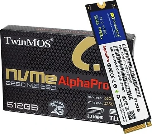 Twinmos Alpha 512Gb Pcie Nvme M.2 3600/3250 3Dnand Ssd Nvme512Gb2280Ap ürün görseli 1